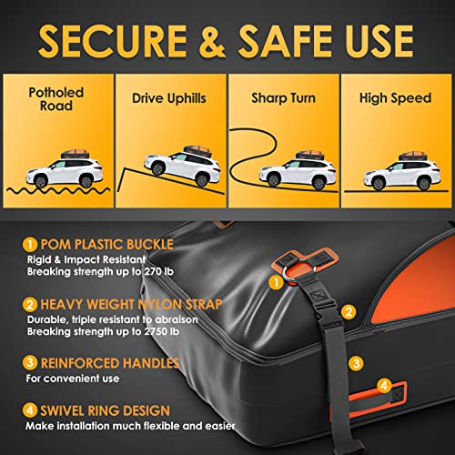 100% Waterproof 20 Cubic Feet Car Rooftop Cargo Carrier Bag J1668
