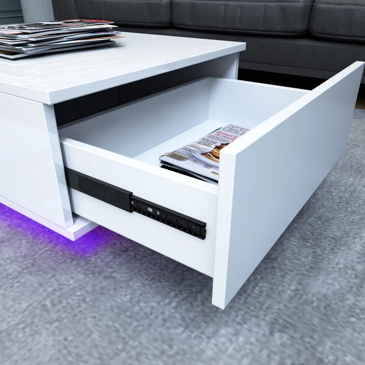 Oversized High Gloss Coffee Table with Drawer Z67442