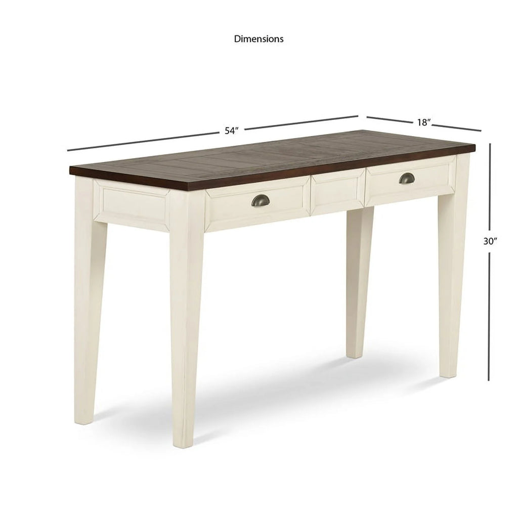 Farmhouse Wood Console Table in Dark Oak and White K8277