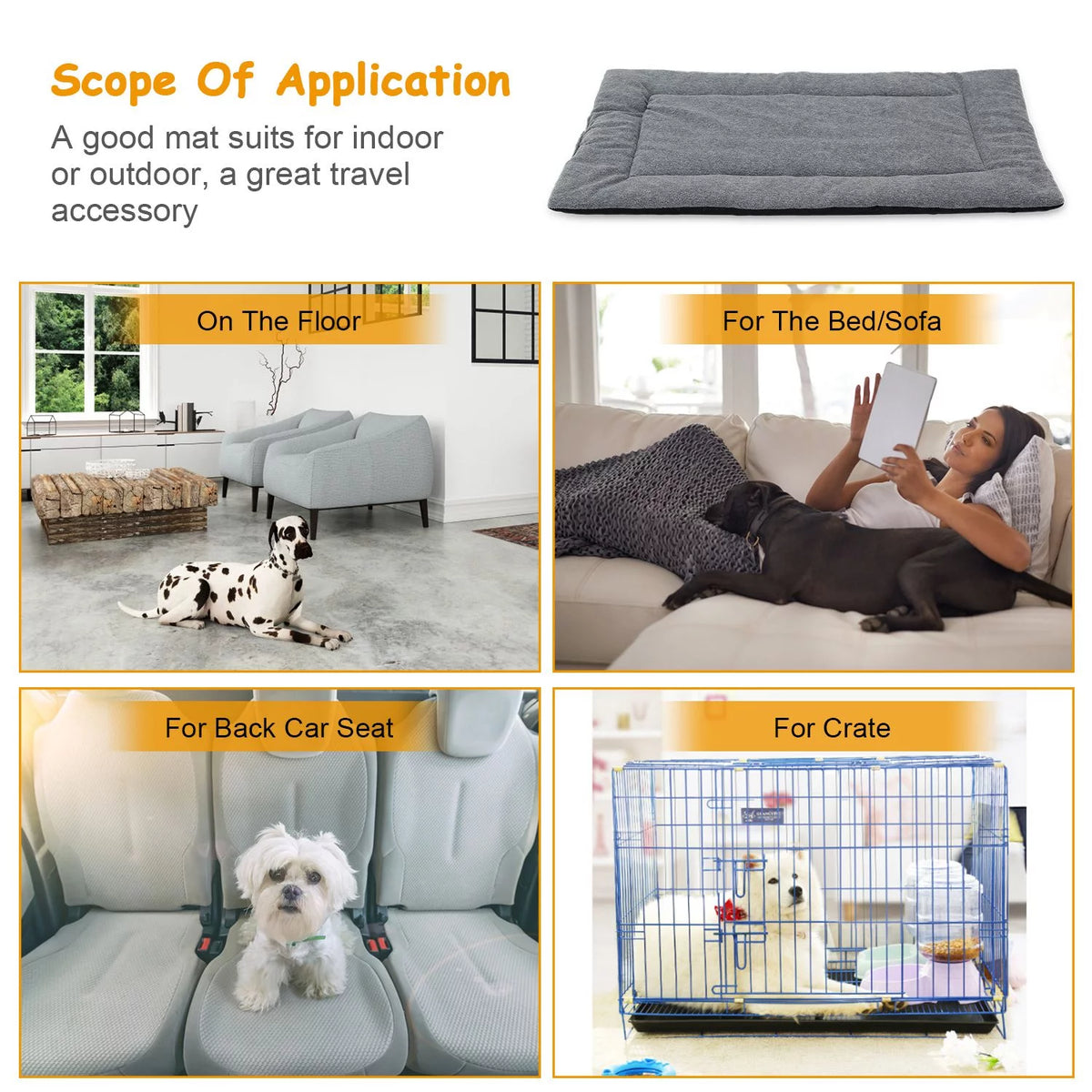 Fleece Dog Bed Mat Reversible Water Resistant Cushion Pad Y722