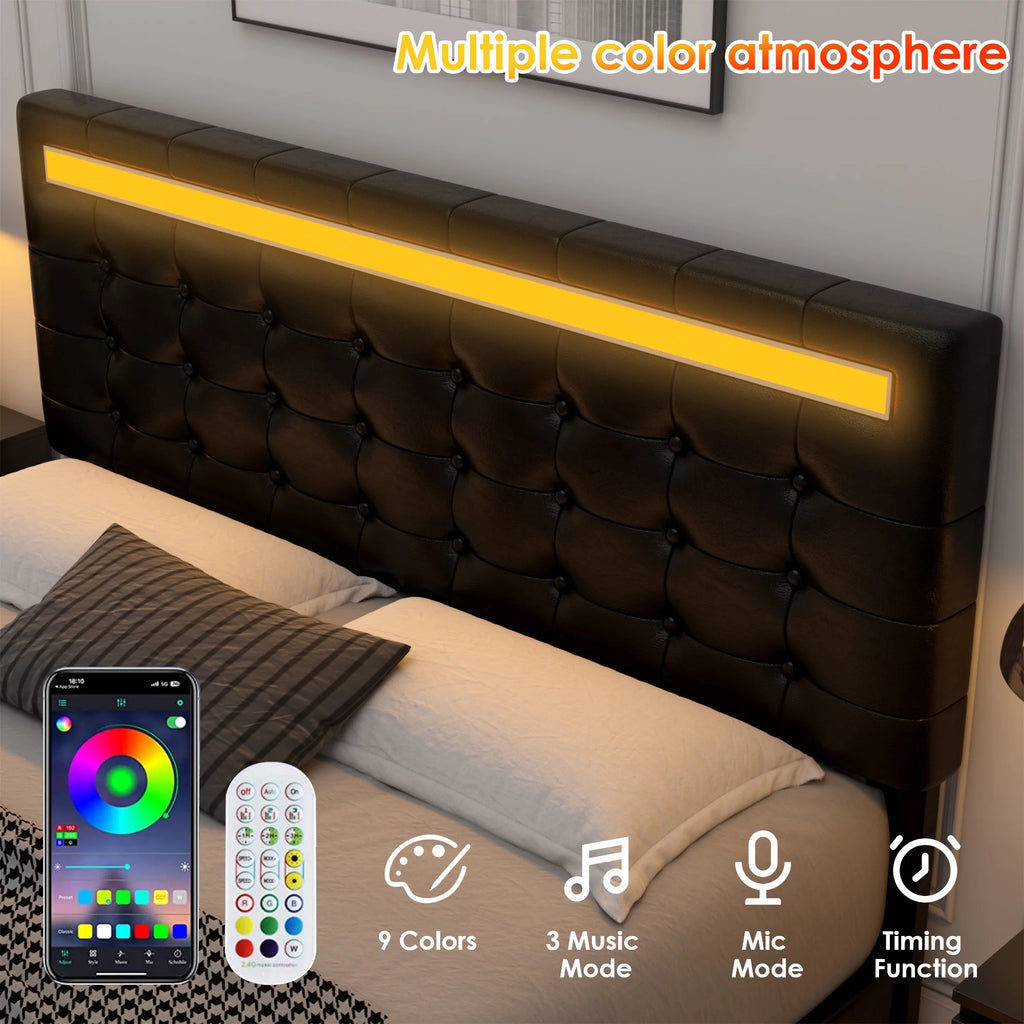 King LED Platform Bed with Under Bed Storage S7761