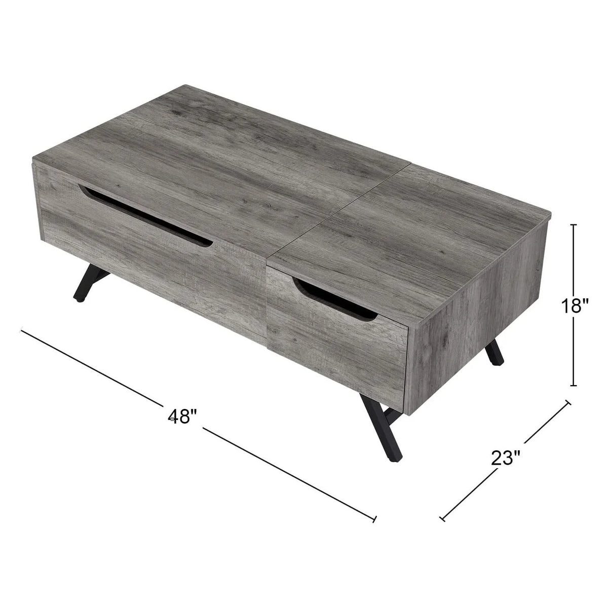 Gray Oak Coffee Table with Lift Top L77422