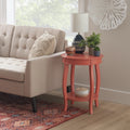 Round Indoor Accent Side Table with Shelf, 24" Tall, Coral Z113499
