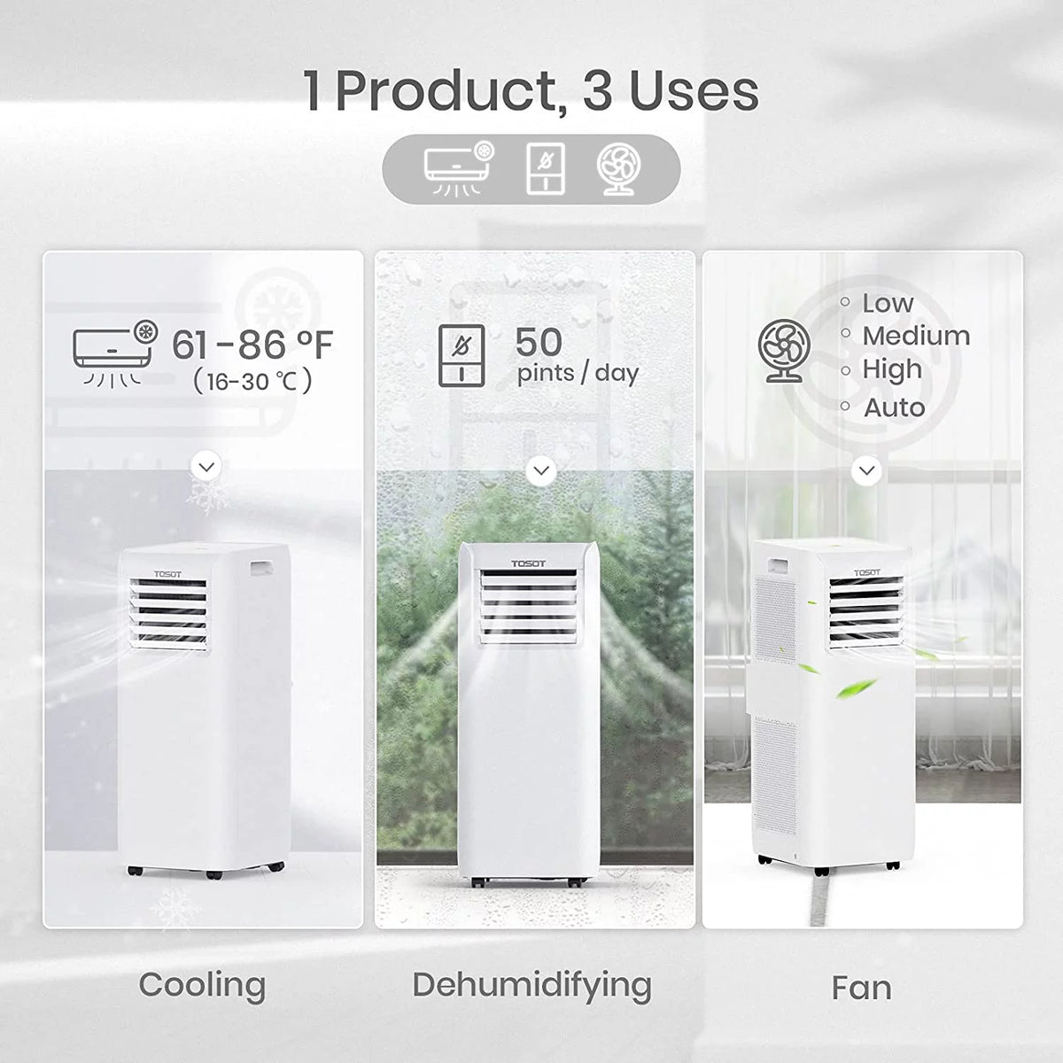 8,000 BTU 3-in-1 Portable Air Conditioner E6807