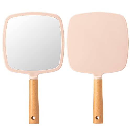Hand Held Wood Mirror with Handle Y234138