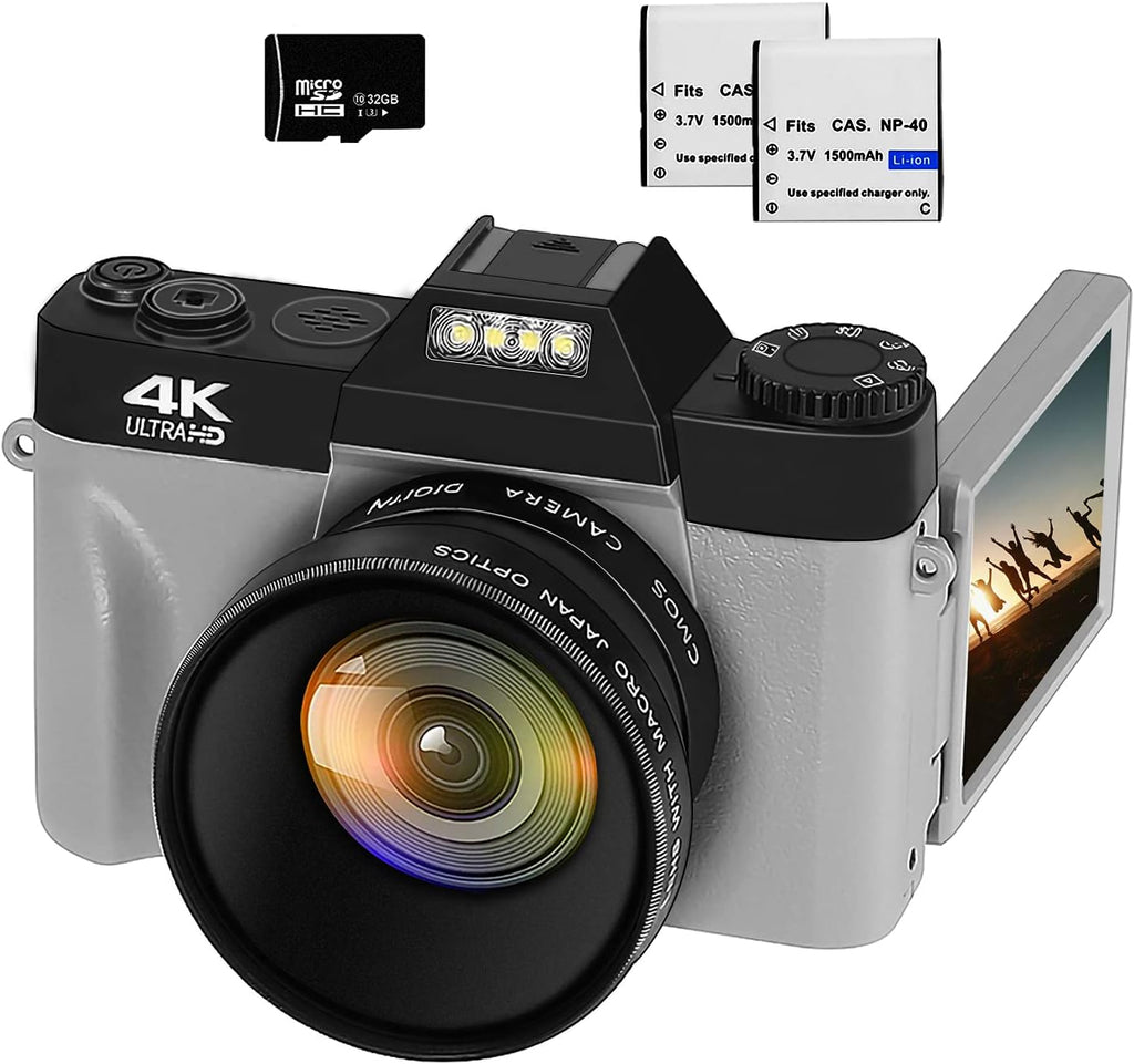 4K Digital Camera 48MP 16X Zoom Flip Screen Autofocus Pink O91026