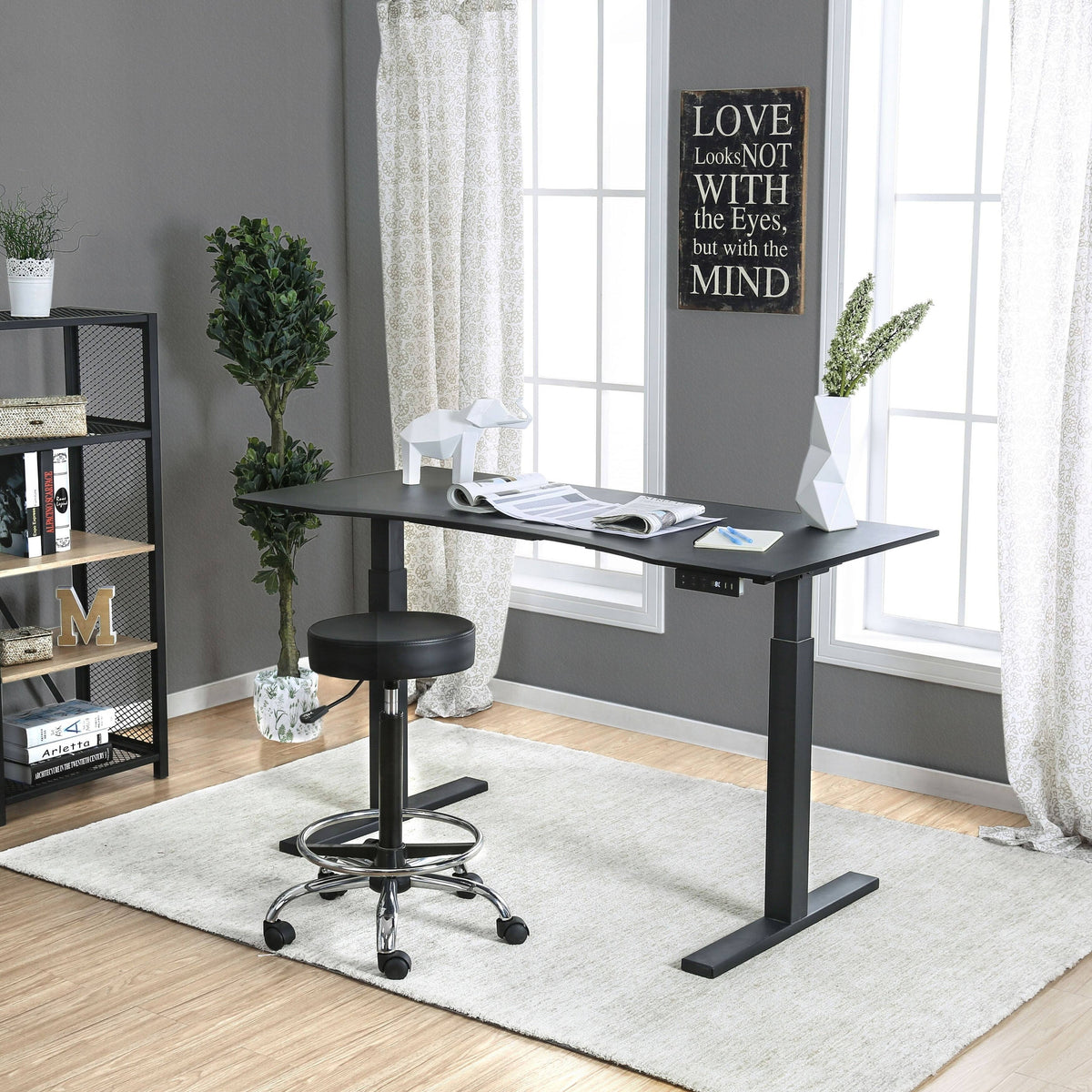 Height Adjustable Desk with USB Power Outlet Grey K872392