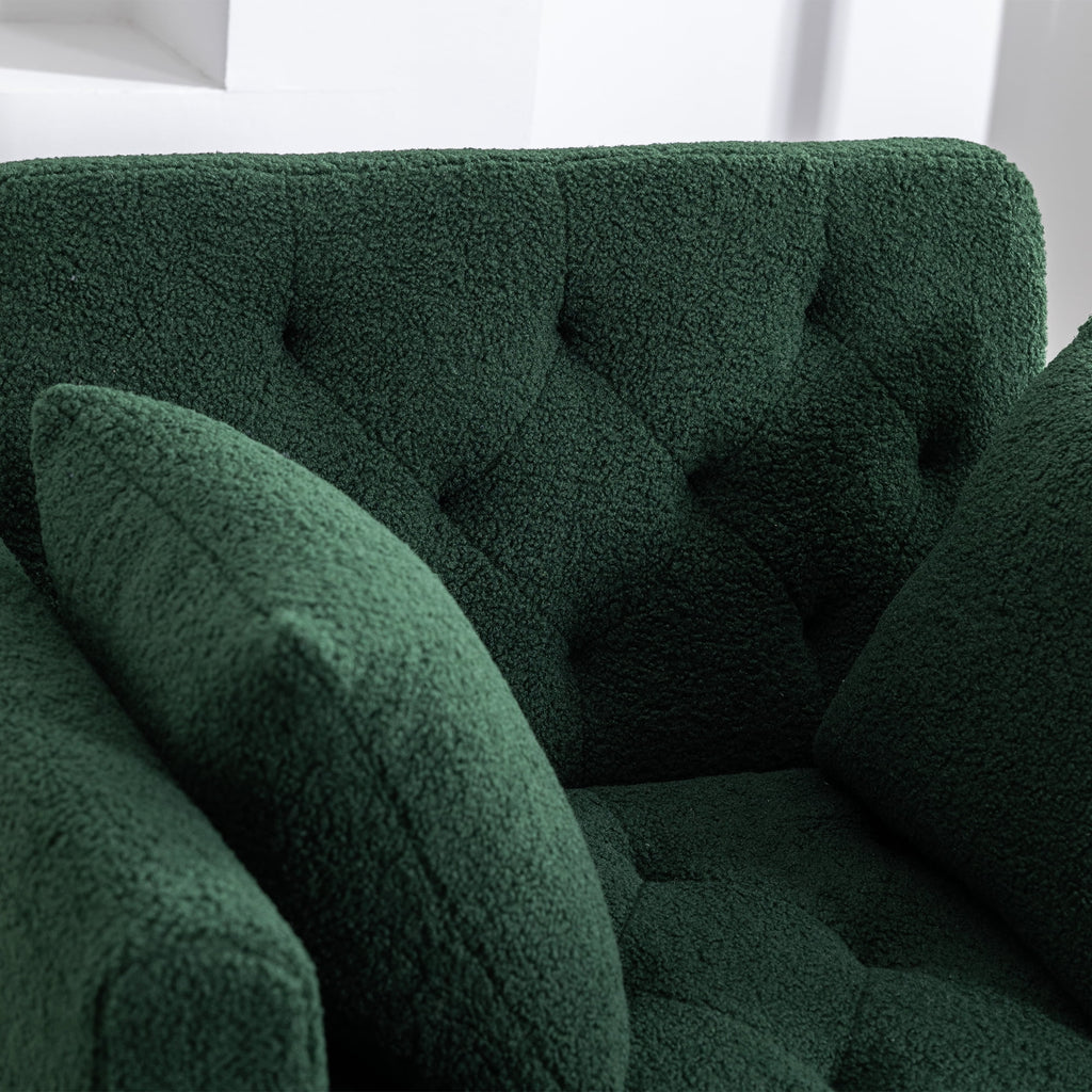 Green Tufted Accent Chair with Ottoman N6902