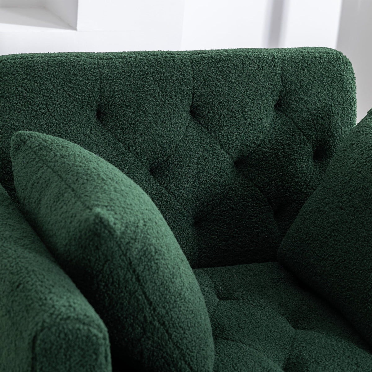 Green Tufted Accent Chair with Ottoman N6902