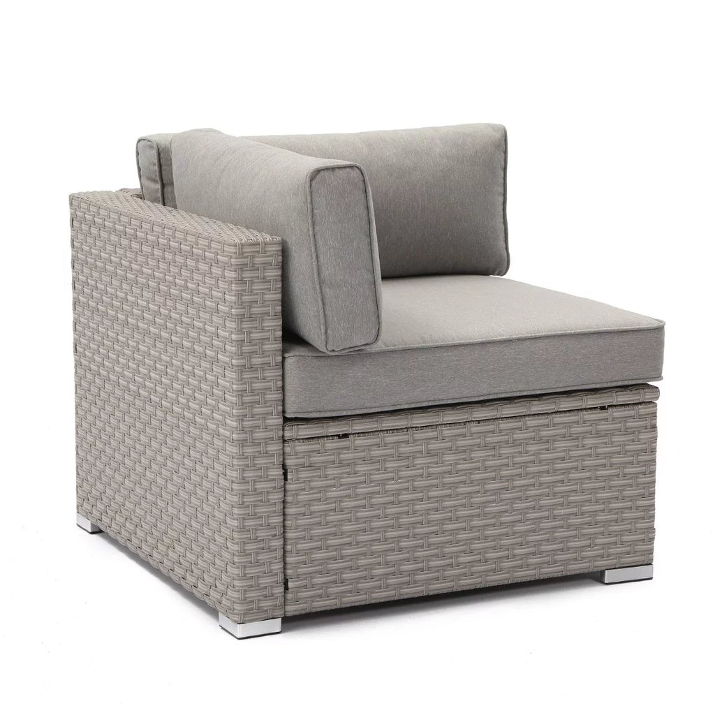 Gray Wicker Corner Chair with Cushions H2157