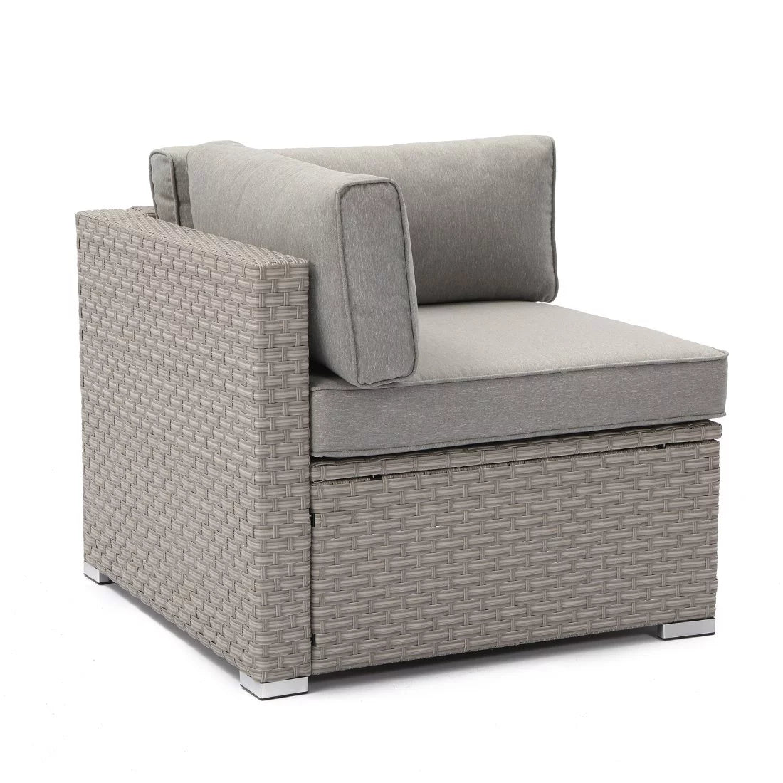 Gray Wicker Corner Chair with Cushions H2157