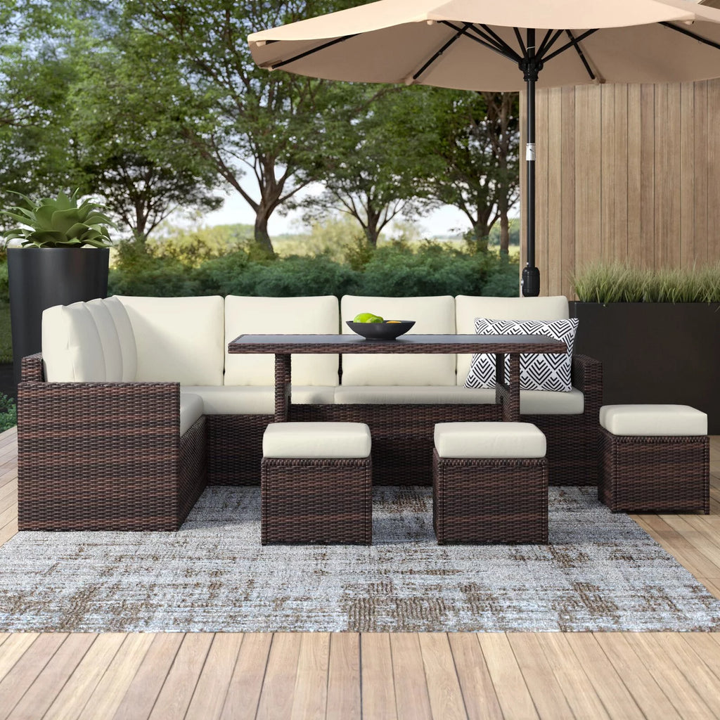 7 Pcs Outdoor Patio Furniture Set with Table and Chair Q167