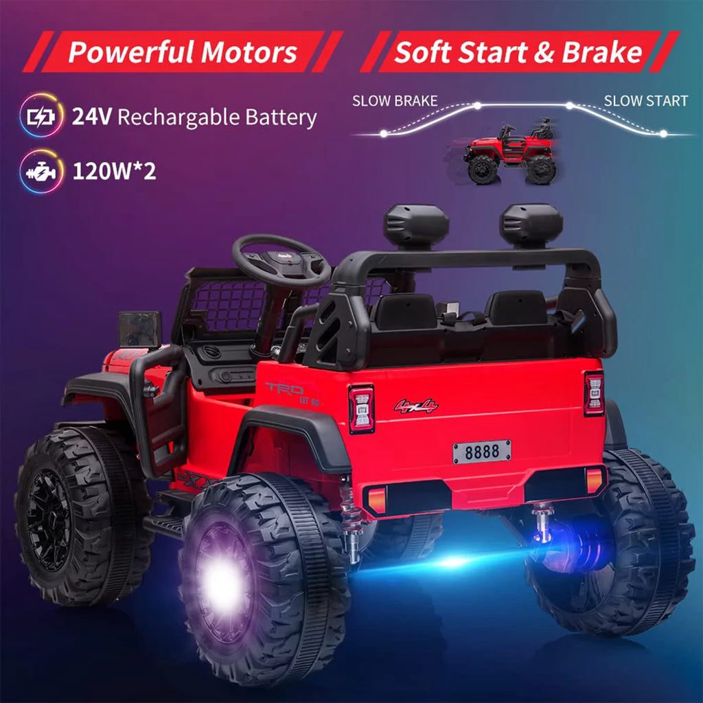 2-Seater Kids Ride on Car with Remote Control, 24V Electric Vehicle Toy with Storage Space, Red Z584849