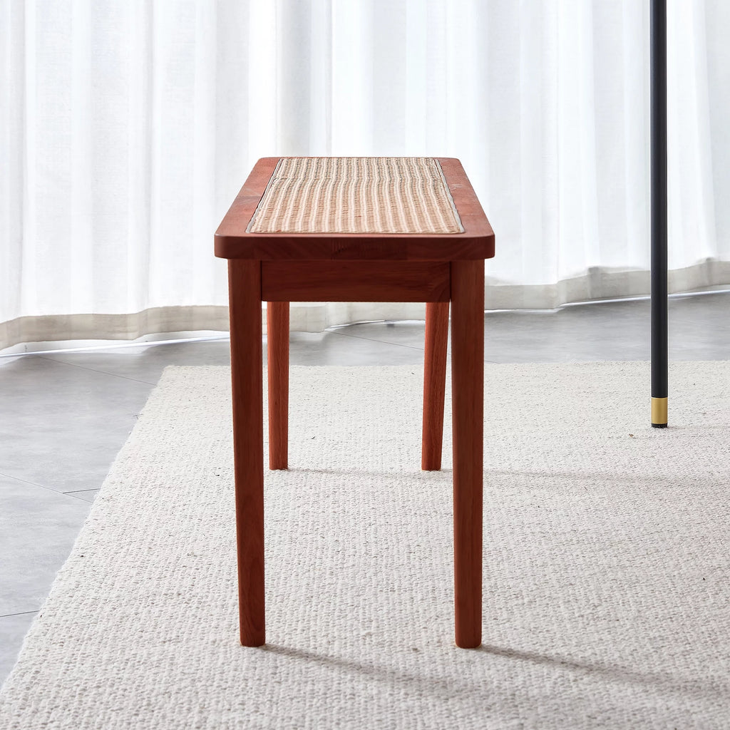 Solid Wood Rattan Woven Bench P6996