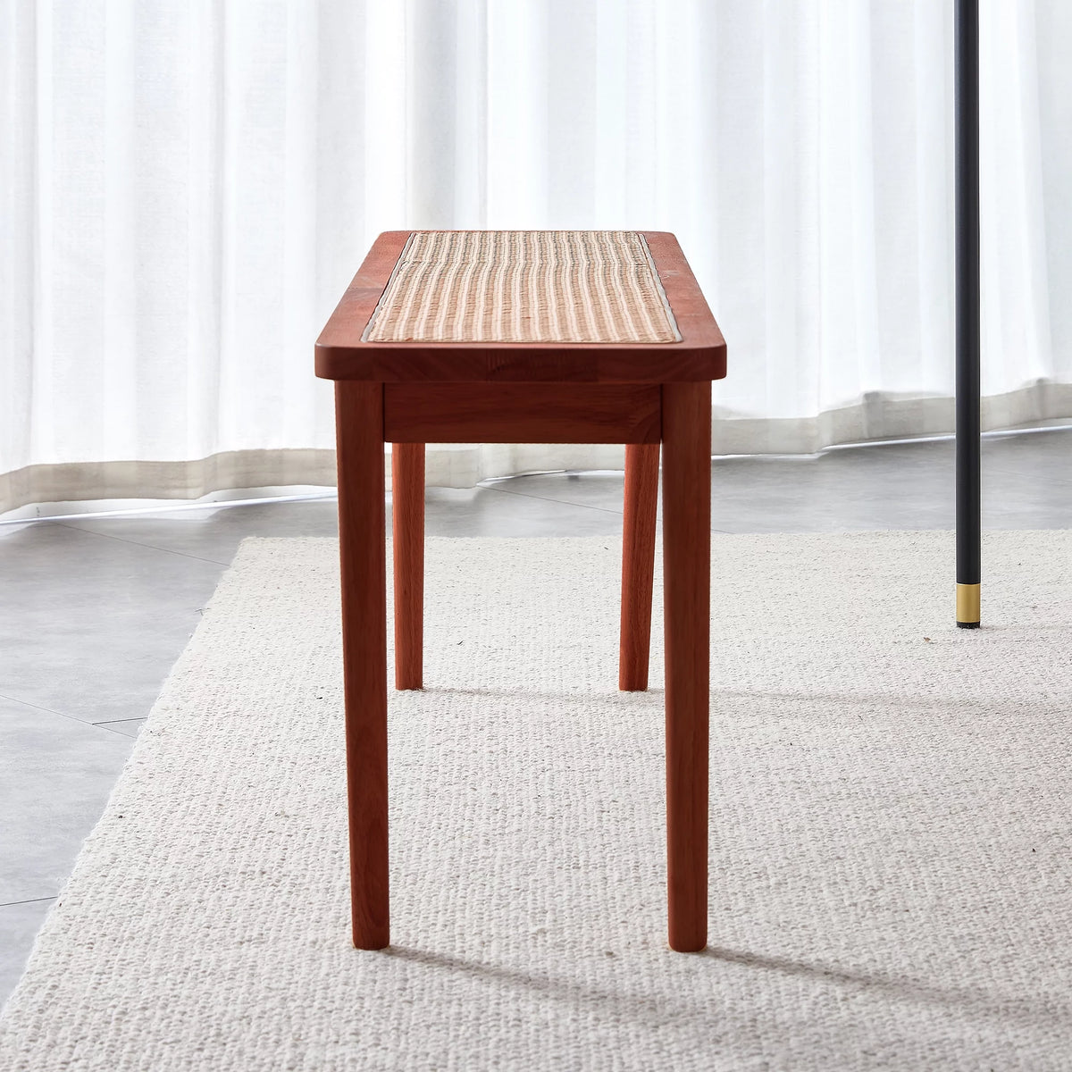Solid Wood Rattan Woven Bench P6996