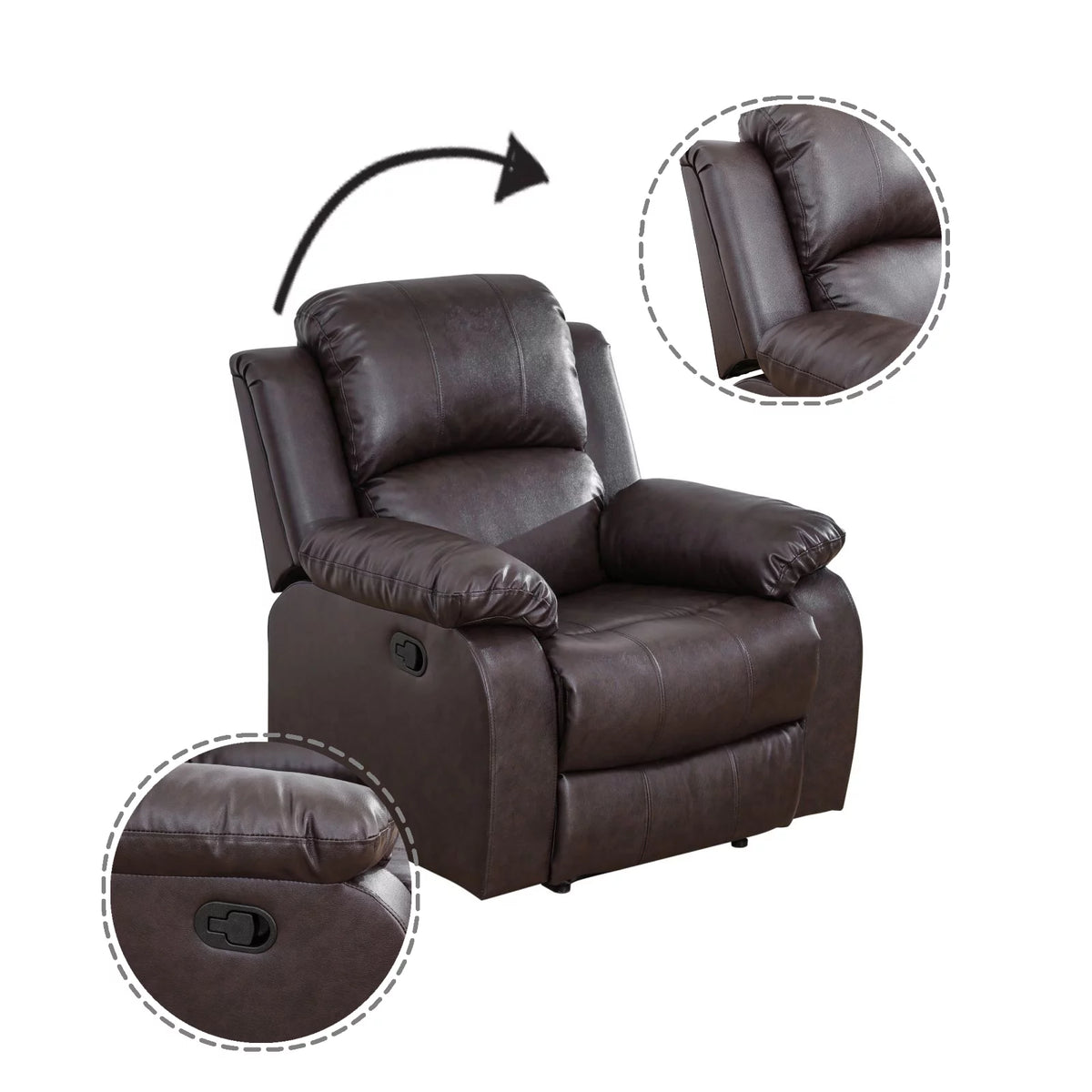 Leather Recliner Chair with Adjustable Backrest H7903