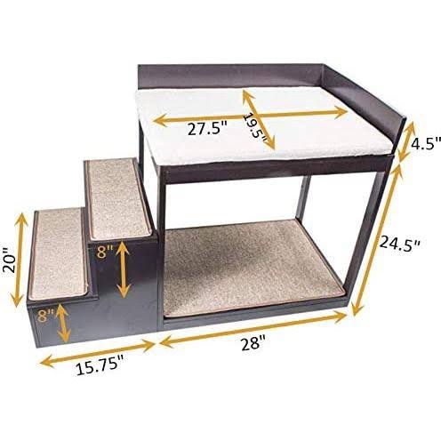 Brown Multi-Level Bed and Step System for Dogs Cats N3424