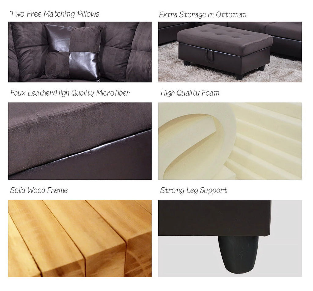 103.5'' Left Hand Facing Sectional Sofa with Storage Ottoman G104