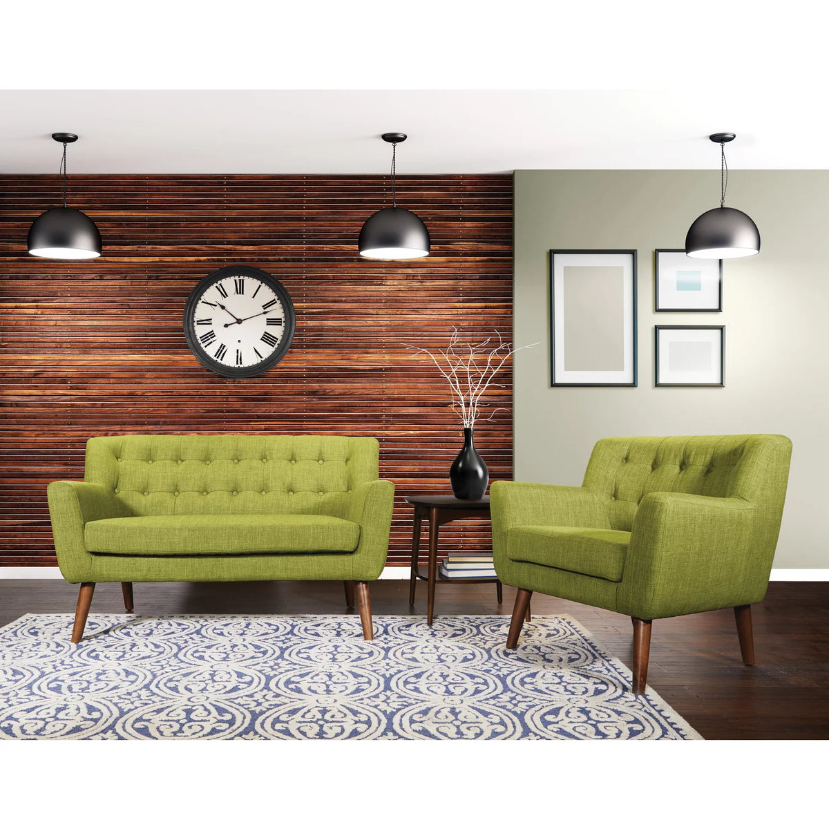 Mid-Century Green Fabric Loveseat J50696