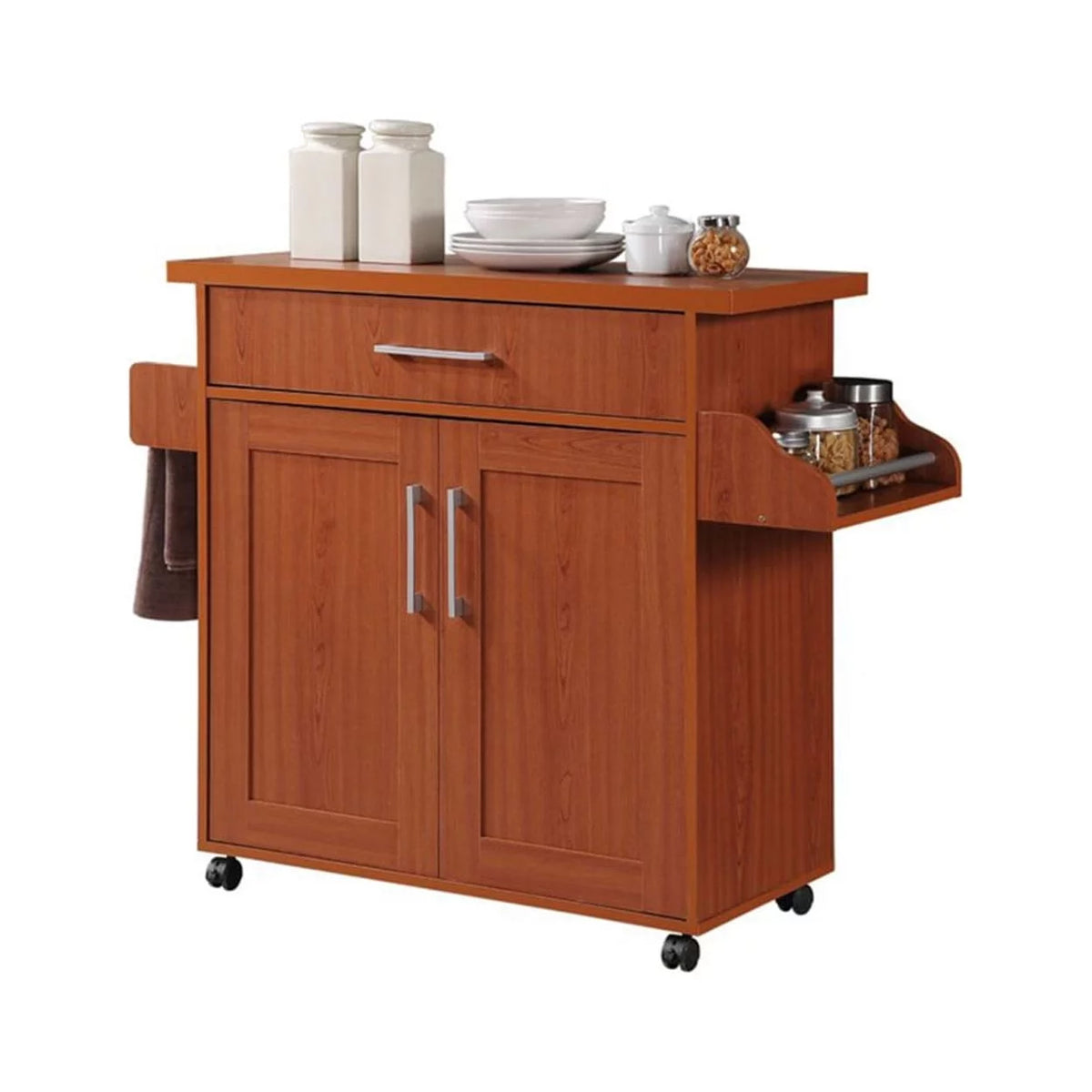 Kitchen Island with Spice Rack and Towel Holder H8132