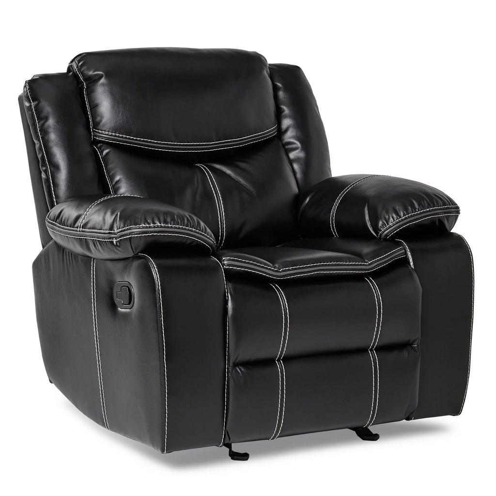 Black Faux Leather Upholstered Reclining Chair L919886
