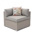 Gray Wicker Corner Chair with Cushions H2157