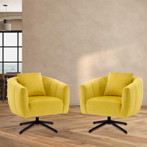 Black Velvet Swivel Accent Chair with Metal Legs F7708