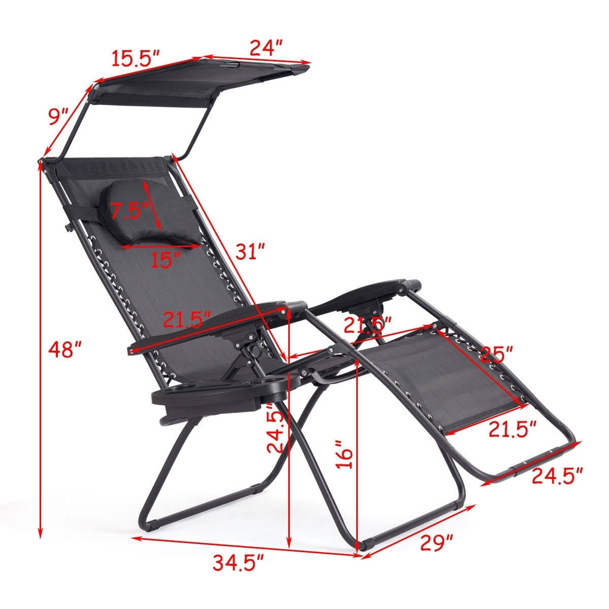 Folding Recliner Lounge Chair with Cup Holder V8489