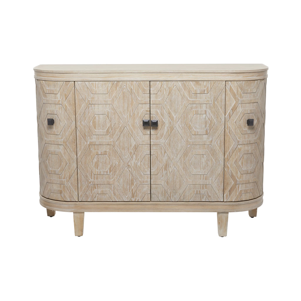 Wood Traditional Cabinet with Hexagonal Pattern L254