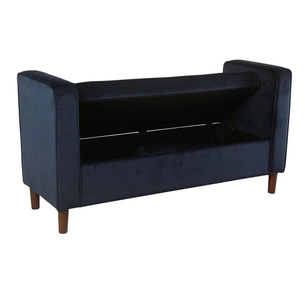 Dark Navy Velvet Storage Bench W60448