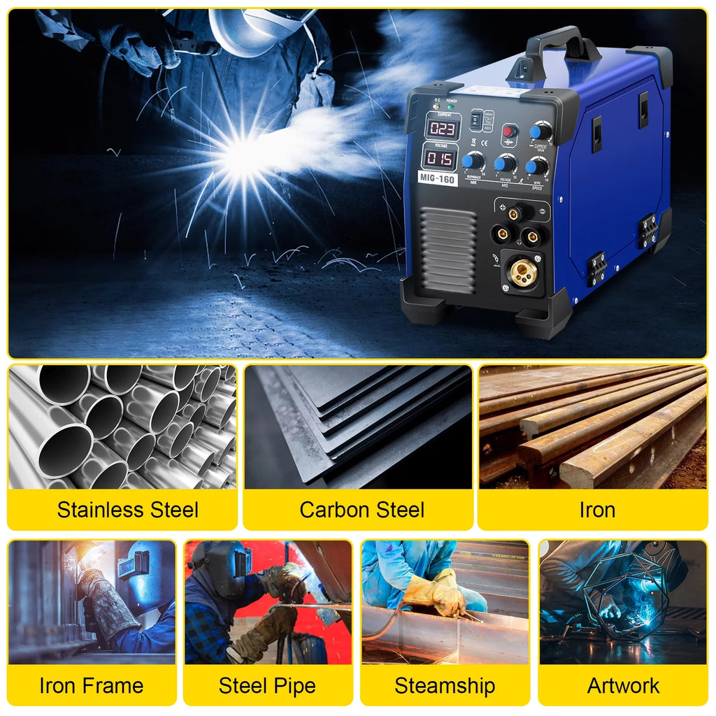 160 Amp 3 in 1 MIG TIG Arc Welder 110V/220V DC Welding Machine G910