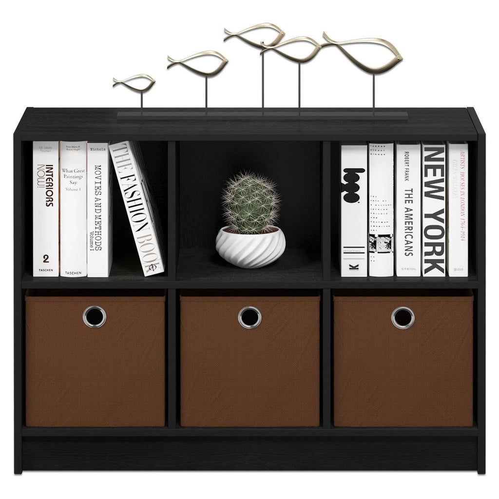 Americano Medium Brown 3x2 Bookcase Storage with Bins C499044
