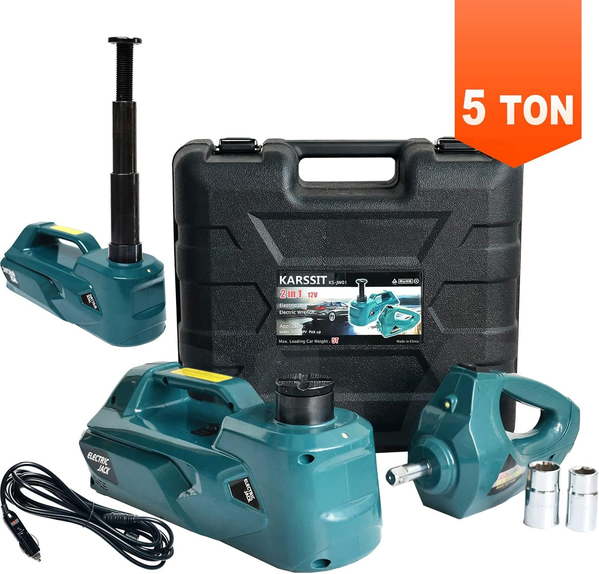 5 Ton 12V Electric Hydraulic Car Jack Kit D7625