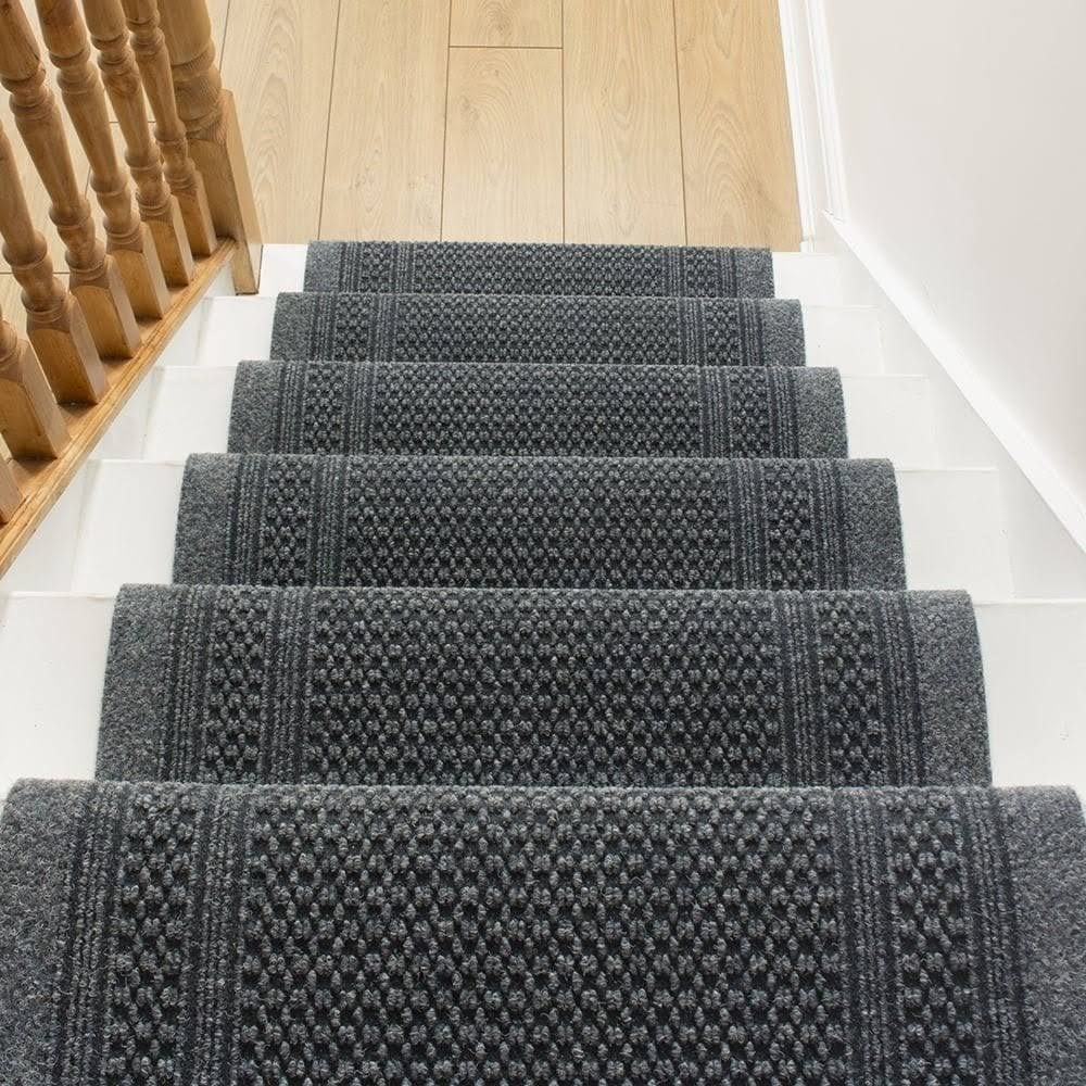Aztec Gray Stair Carpet Runner 19 foot K535