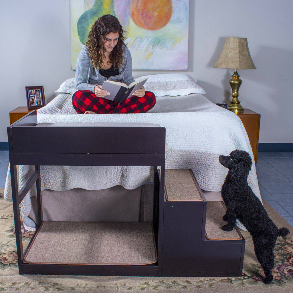 Brown Multi-Level Bed and Step System for Dogs Cats N3424
