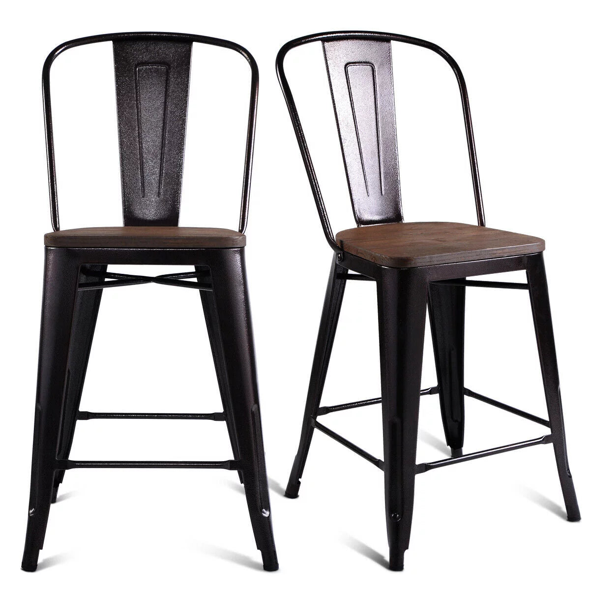 2 PC Metal Wood Counter Stool Z90975