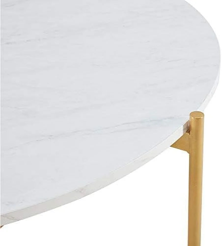 36 Inch Round Faux Marble Coffee Table R147