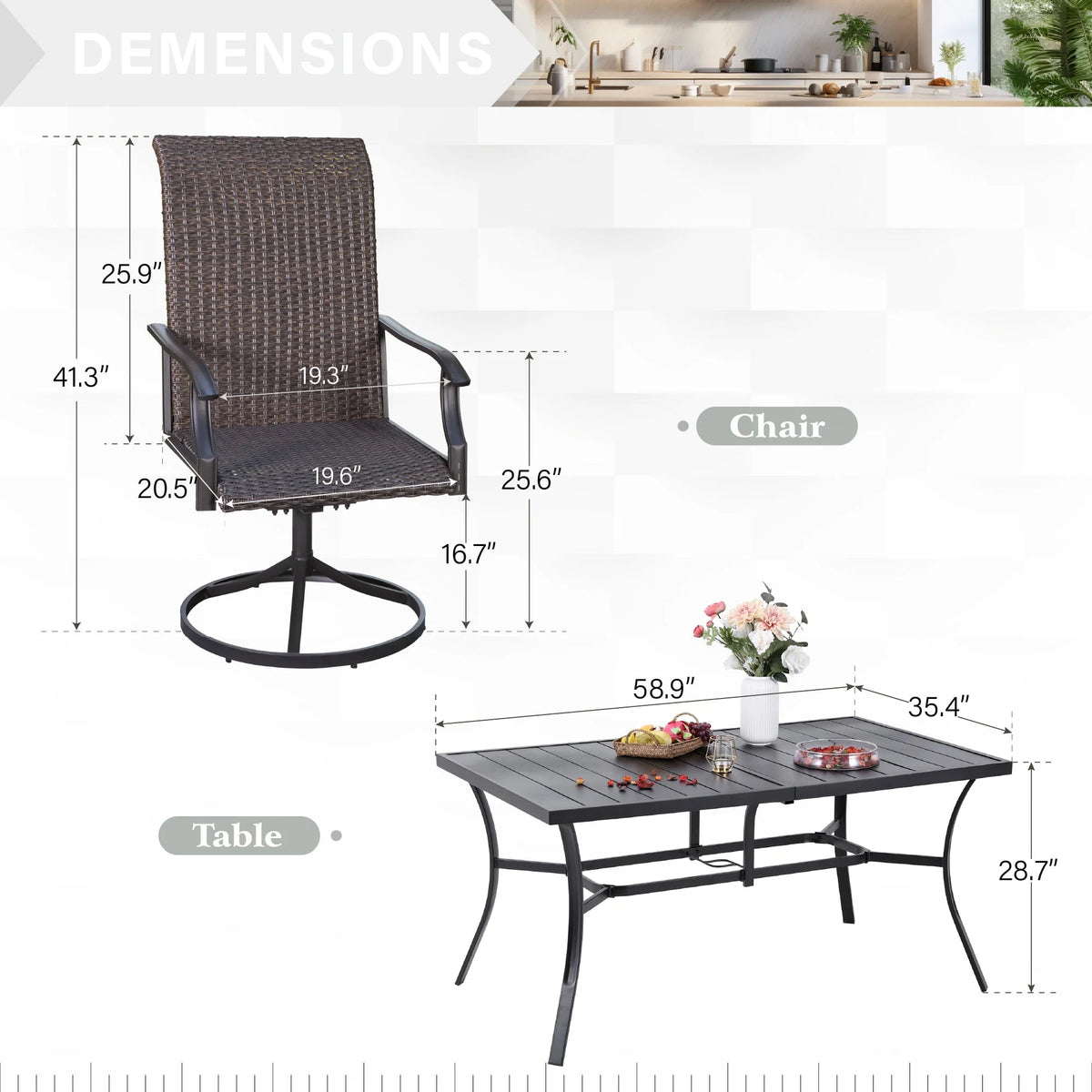 7 Pieces Wicker Rattan Patio Dining Set R403326