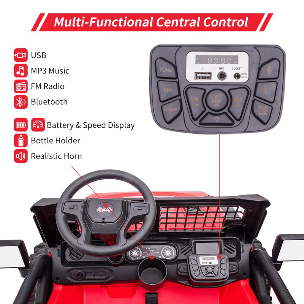 2-Seater Kids Ride on Car with Remote Control, 24V Electric Vehicle Toy with Storage Space, Red Z584849
