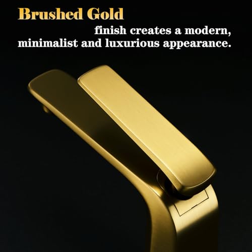 Tall Brushed Gold Brass Single Handle Vessel Sink Bathroom Faucet X374