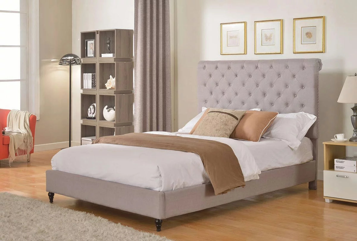 Full Size 48 inch Upholstered Platform Bed Frame Gray X936186