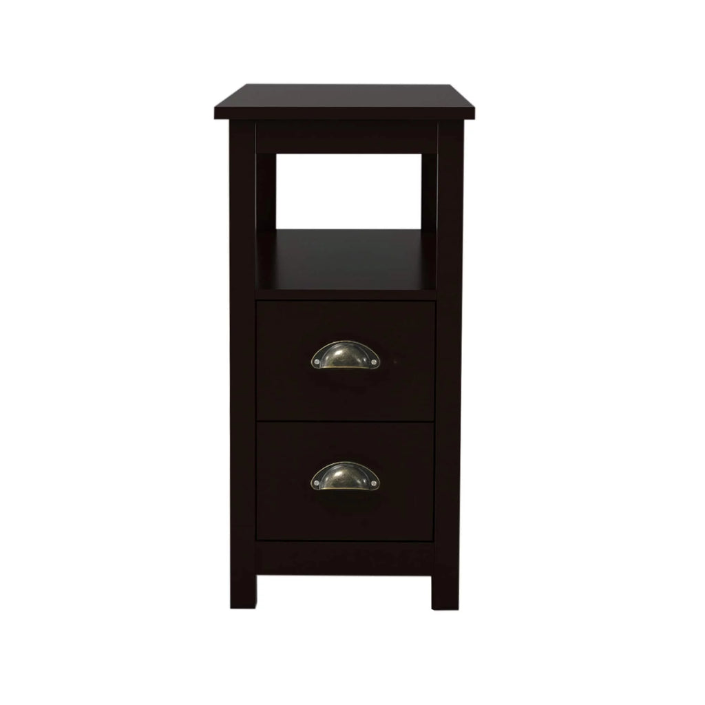 Narrow End Table with 2 Drawers and 1 Open Shelf M204