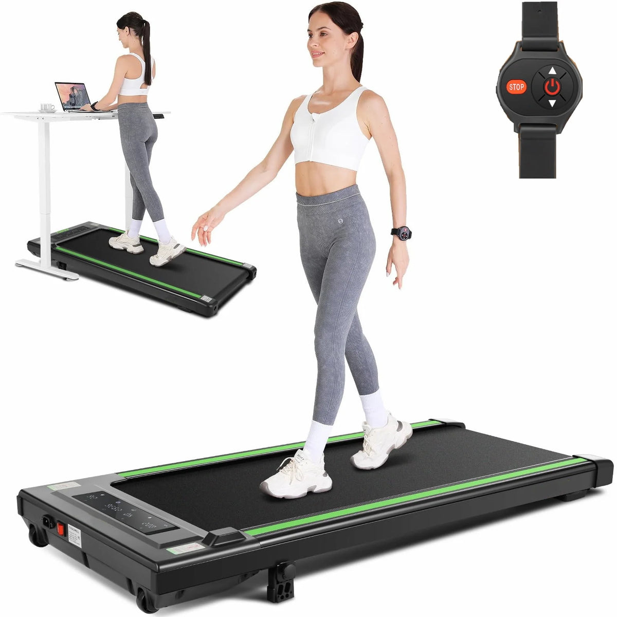 Under Desk Treadmill with Remote Control, LED Touch Screen, 300lbs Weight Capacity, Black Z8782