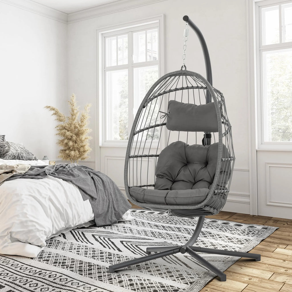 Hanging Egg Chair with Stand and Cushion G82372