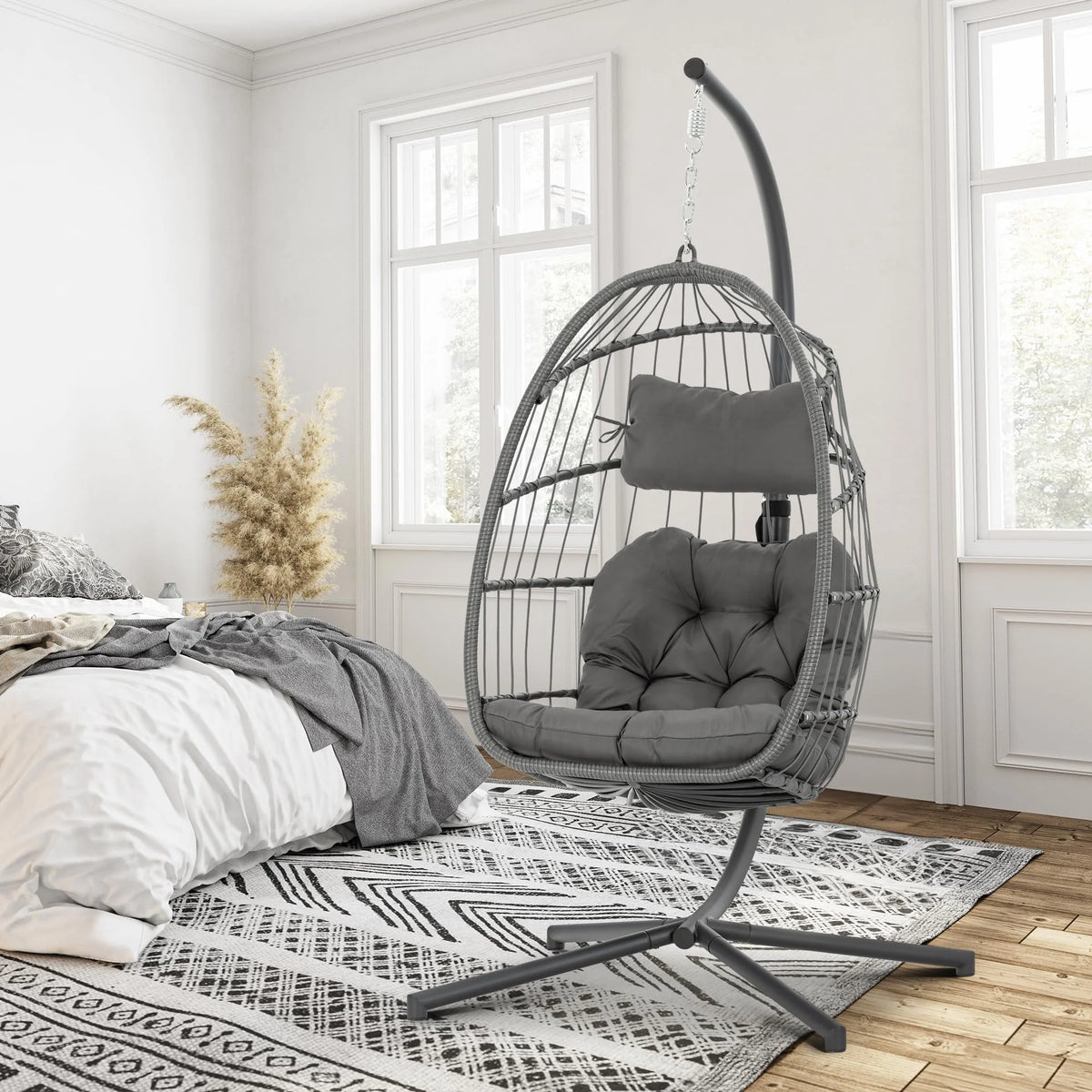Hanging Egg Chair with Stand and Cushion G82372