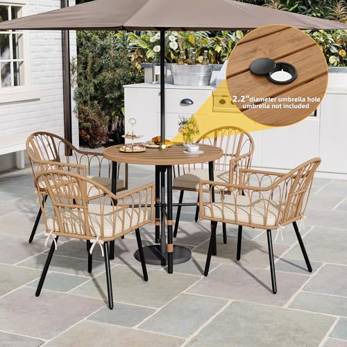 4 Pieces Grey Wicker Patio Furniture Set with Cushions A29926