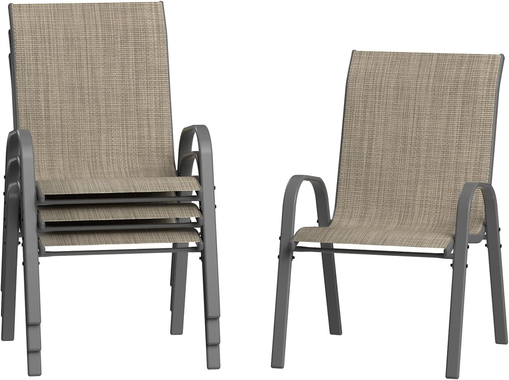 Brown Set of 4 Stackable Patio Chairs I883
