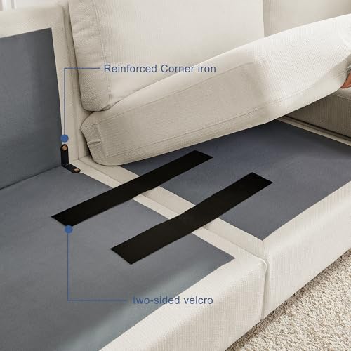 Cream L Shaped Sectional Sofa with Reversible Chaise B136