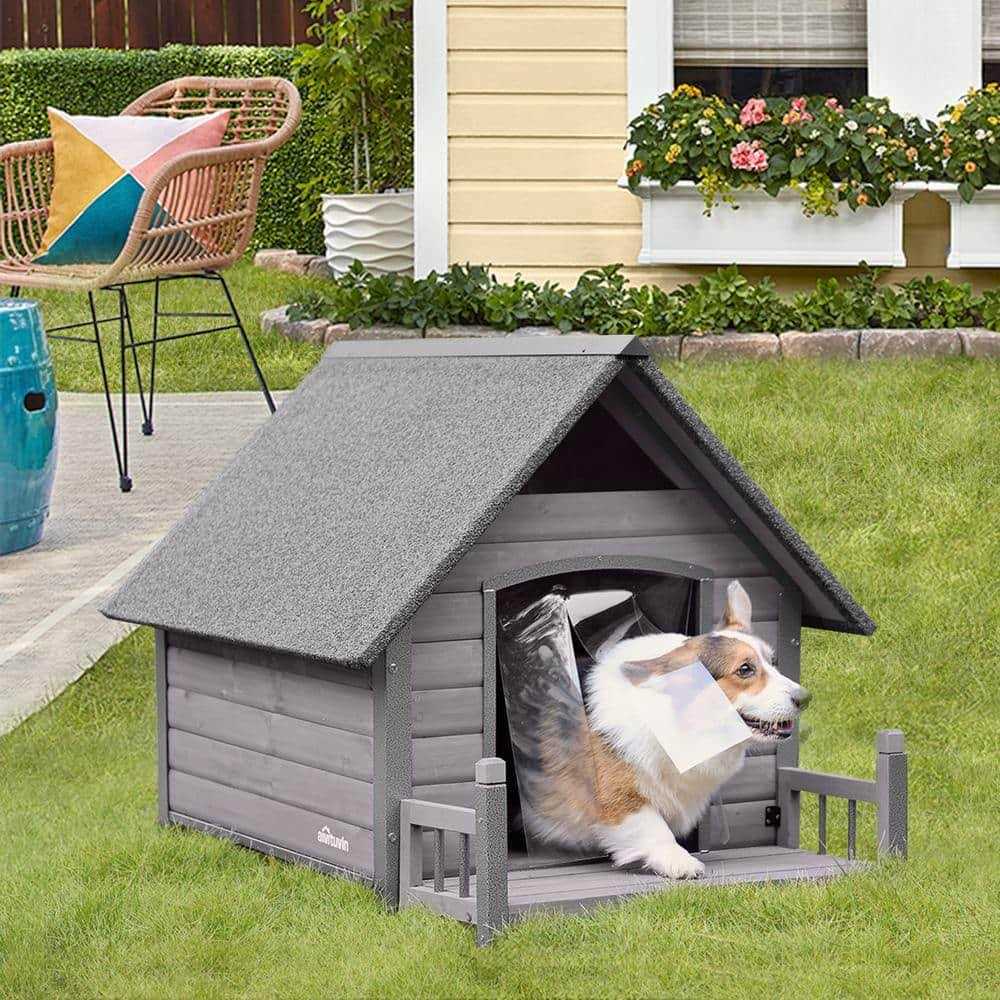 Outdoor Dog House with Porch Iron Frame R762372