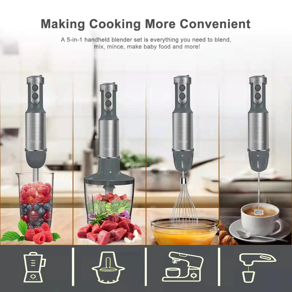 5-in-1 Hand Blender Stick Blender with Adjustable Speeds L985